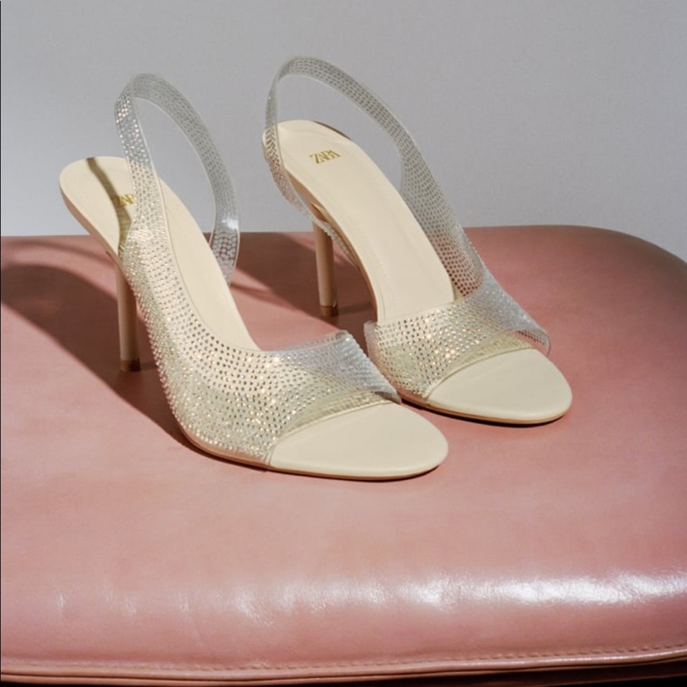 Zara Rhinestone Heeled Vinyl Sandals